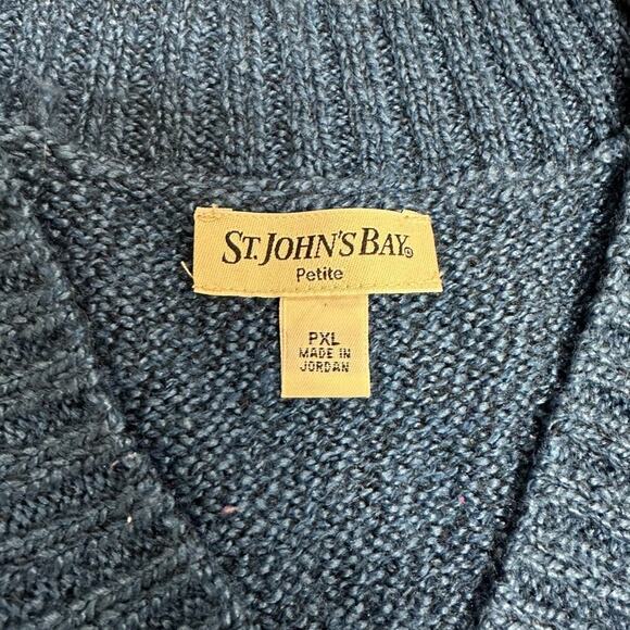 St. John's Bay Blue V-Neck Sweater Classic Pullover - Picture 2 of 3